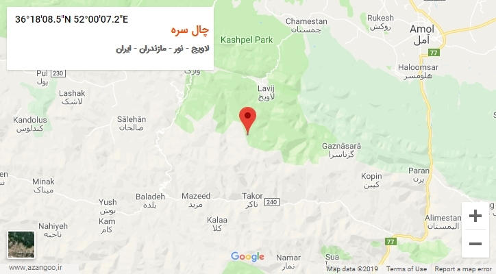 روستای چال سره بر روی نقشه