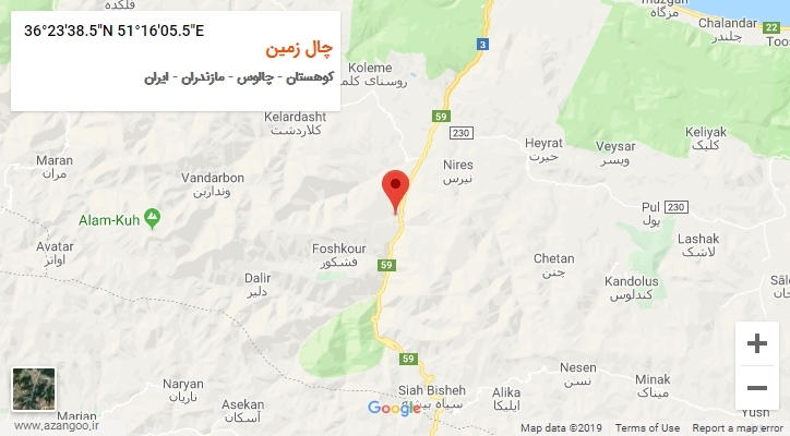 روستای چال زمین بر روی نقشه