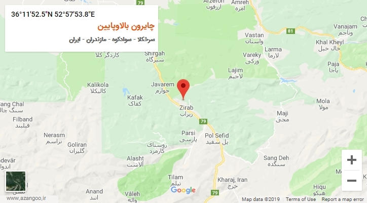 روستای چایرون بالاوپایین بر روی نقشه