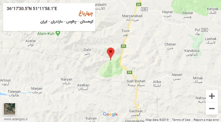 روستای چهارباغ بر روی نقشه