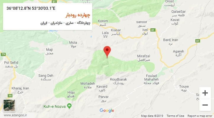 روستای چهارده رودبار بر روی نقشه