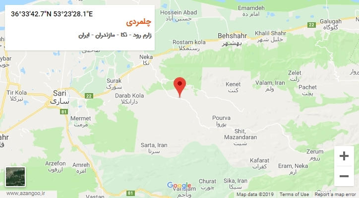 روستای چلمردی بر روی نقشه