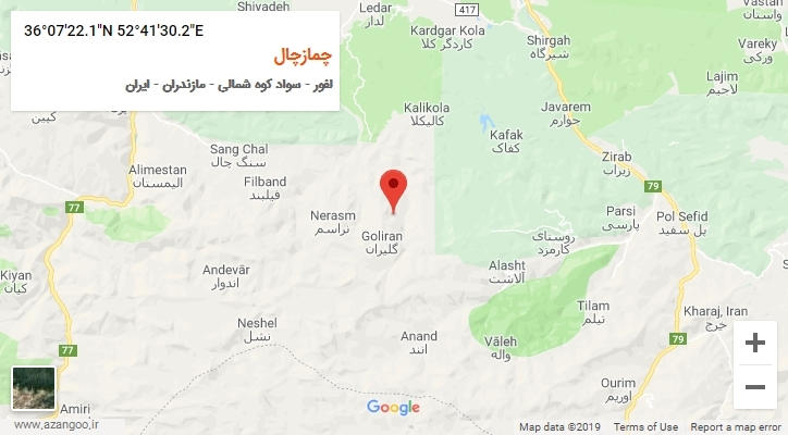 روستای چمازچال بر روی نقشه