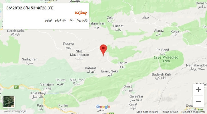 روستای چمازده بر روی نقشه