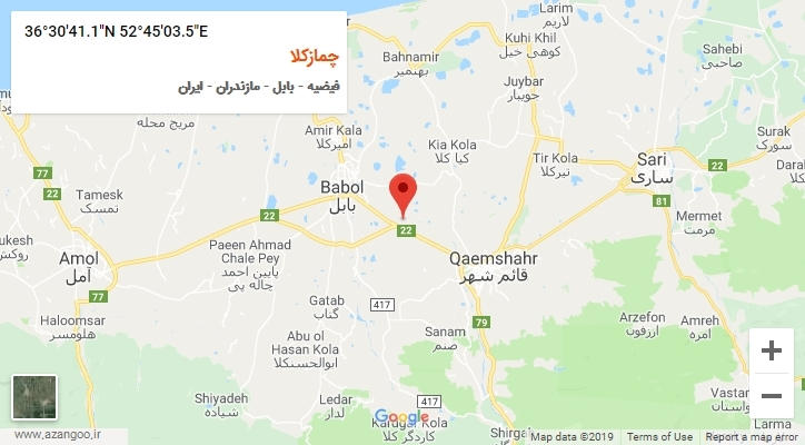 روستای چمازکلا بر روی نقشه