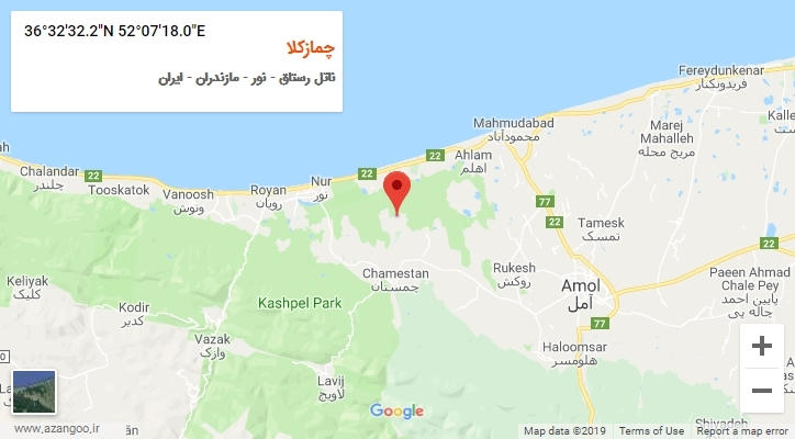 روستای چمازکلا بر روی نقشه