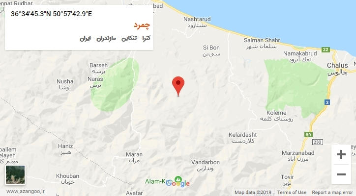 روستای چمرد بر روی نقشه