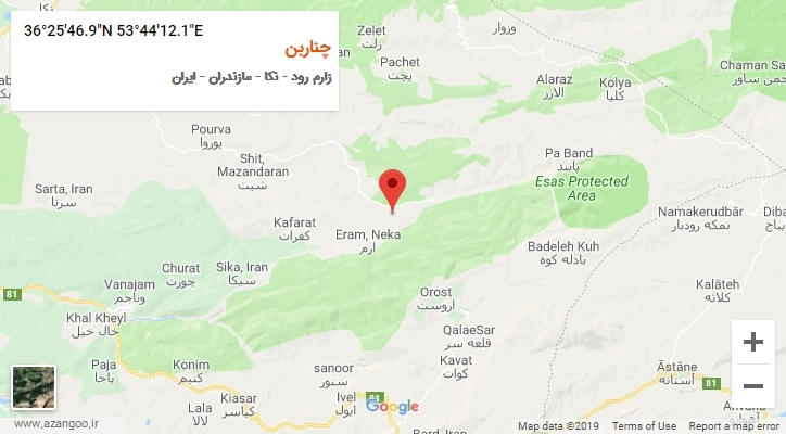 روستای چناربن بر روی نقشه