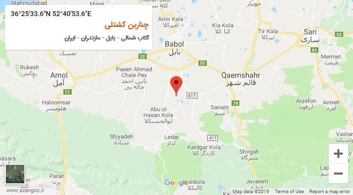 روستای چناربن کشتلی بر روی نقشه