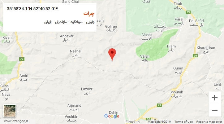 روستای چرات بر روی نقشه