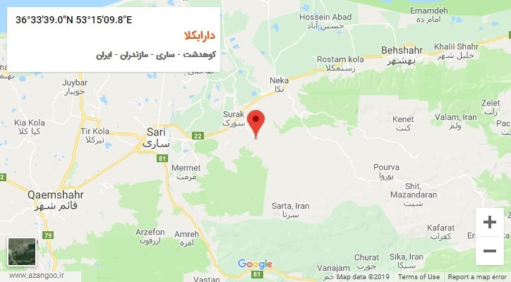روستای دارابکلا بر روی نقشه