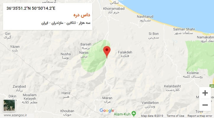 روستای داس دره بر روی نقشه