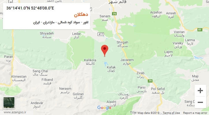 روستای دهکلان بر روی نقشه