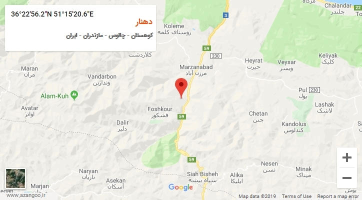 روستای دهنار بر روی نقشه