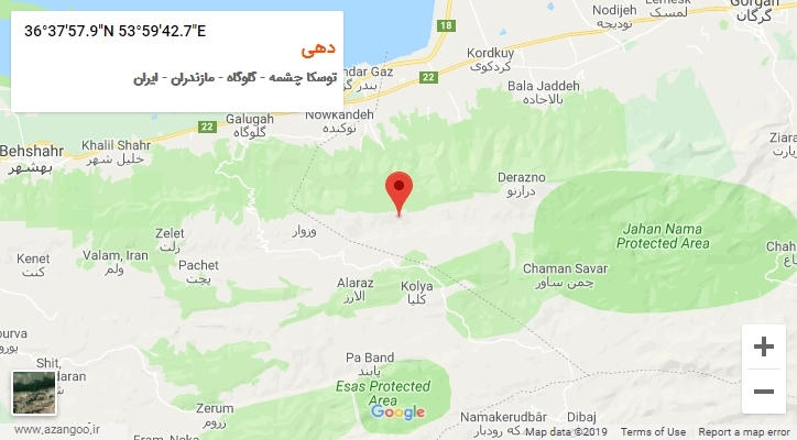 روستای دهی بر روی نقشه