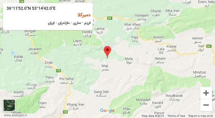 روستای دمیرکلا بر روی نقشه