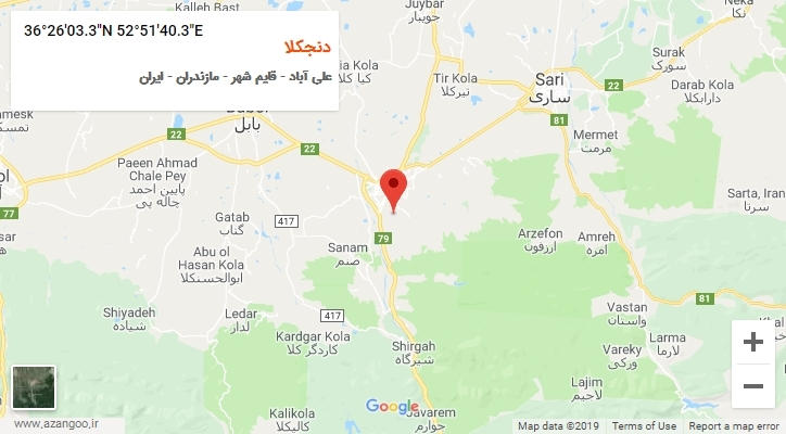 روستای دنجکلا بر روی نقشه