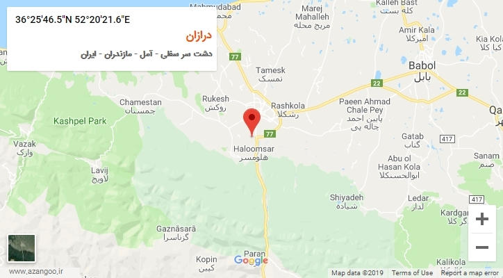 روستای درازان بر روی نقشه