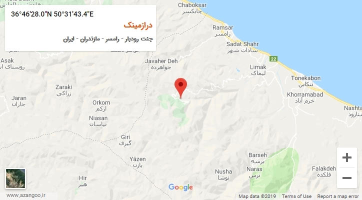 روستای درازمینک بر روی نقشه