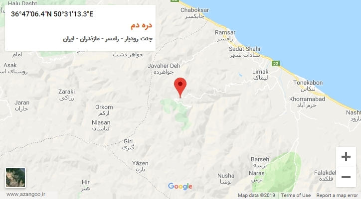 روستای دره دم بر روی نقشه