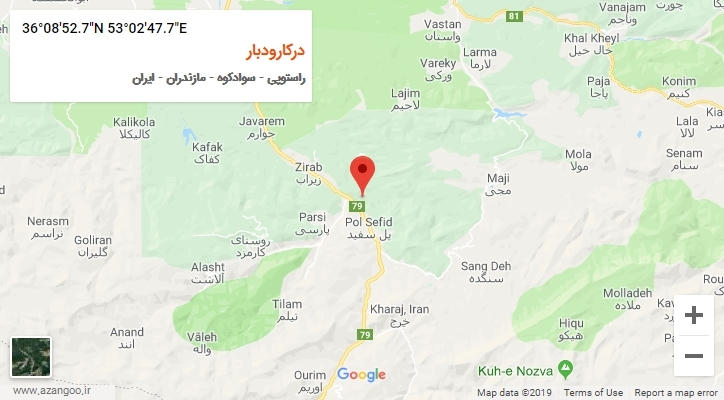 روستای درکارودبار بر روی نقشه