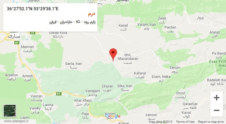 روستای درم بر روی نقشه