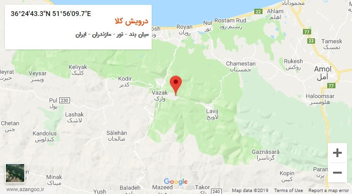 روستای درویش کلا بر روی نقشه