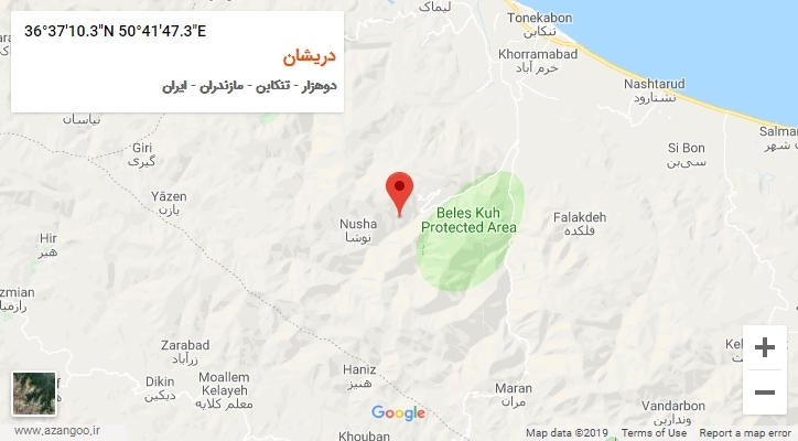 روستای دریشان بر روی نقشه