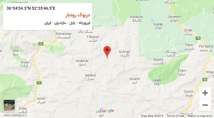روستای دریوک رودبار بر روی نقشه
