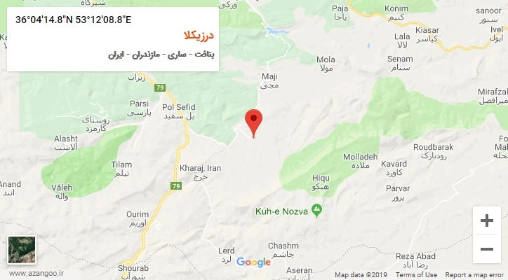 روستای درزیکلا بر روی نقشه