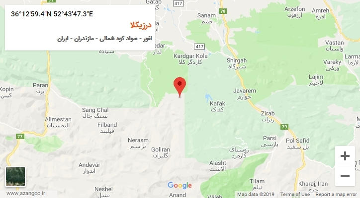 روستای درزیکلا بر روی نقشه