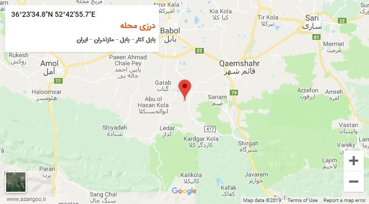 روستای درزی محله بر روی نقشه