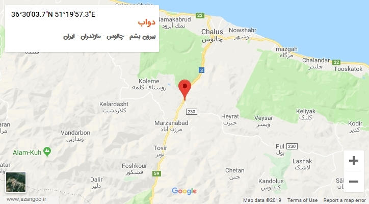 روستای دواب بر روی نقشه