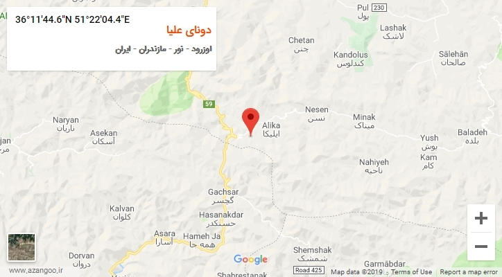 روستای دونای علیا بر روی نقشه