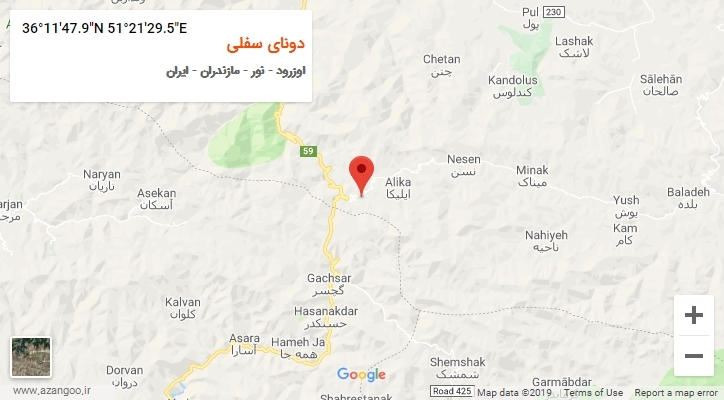 روستای دونای سفلی بر روی نقشه