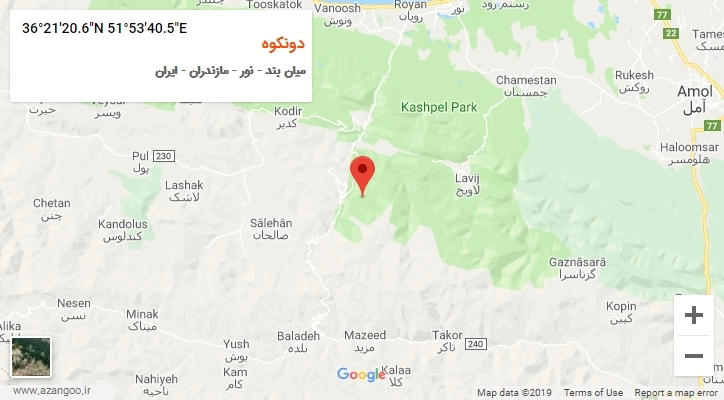 روستای دونکوه بر روی نقشه