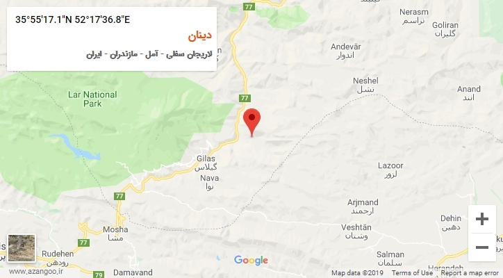 روستای دینان بر روی نقشه