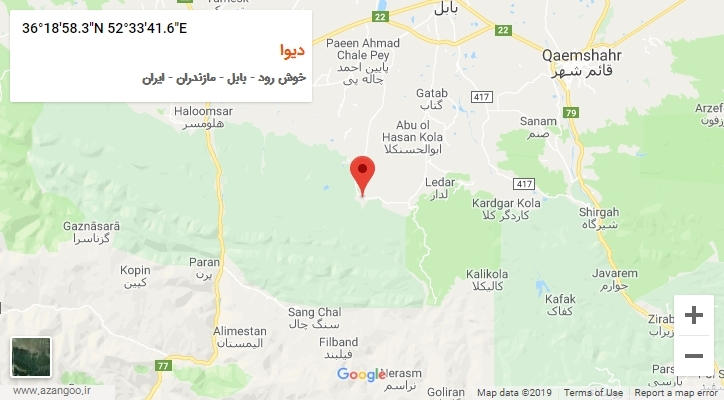 روستای دیوا بر روی نقشه