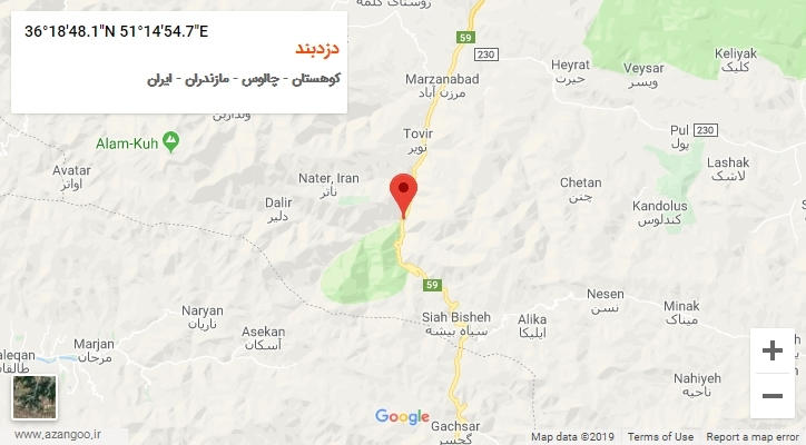 روستای دزدبند بر روی نقشه