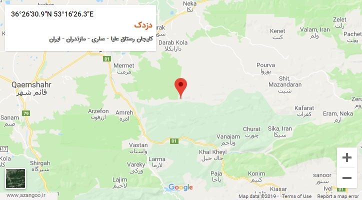 روستای دزدک بر روی نقشه