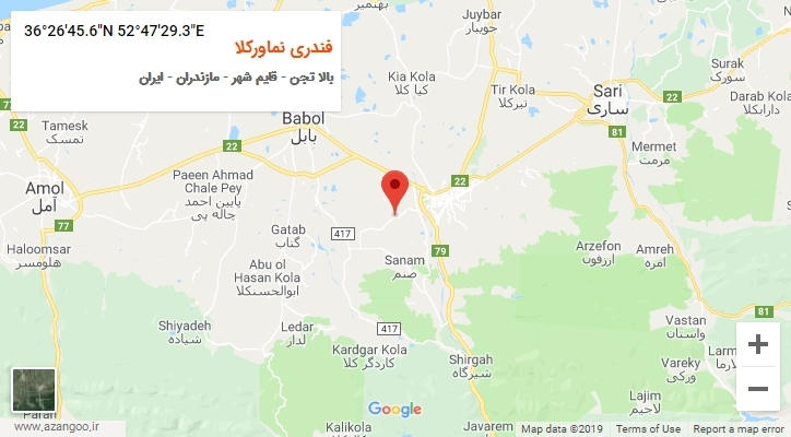 روستای فندری نماورکلا بر روی نقشه