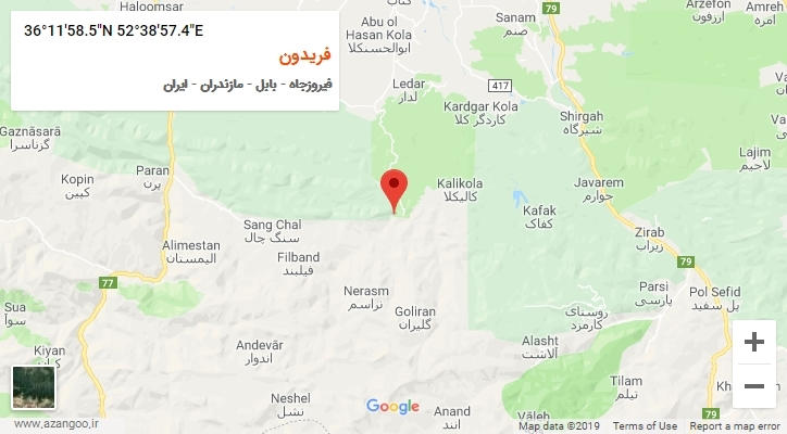 روستای فریدون بر روی نقشه