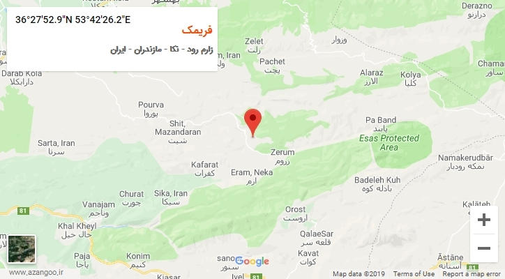 روستای فریمک بر روی نقشه