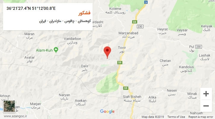 روستای فشکور بر روی نقشه