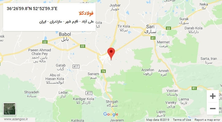 روستای فولادکلا بر روی نقشه