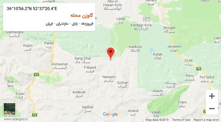 روستای گاوزن محله بر روی نقشه