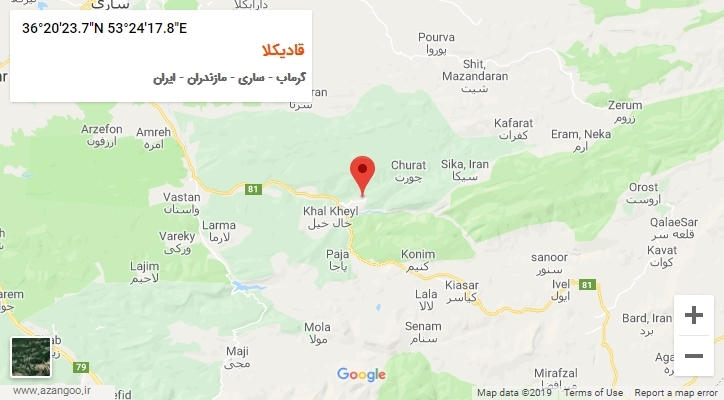 روستای قادیکلا بر روی نقشه