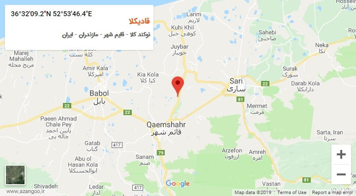 روستای قادیکلا بر روی نقشه