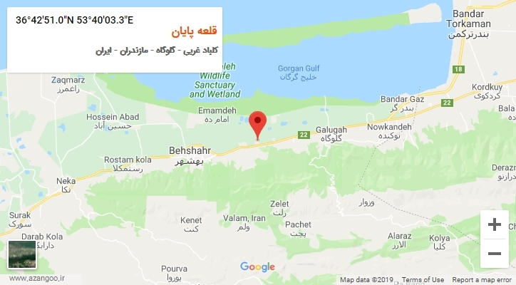 روستای قلعه پایان بر روی نقشه