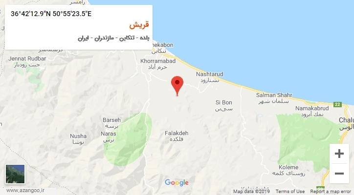 روستای قریش بر روی نقشه